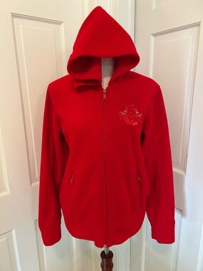 VTG Walt Disney World Hoodie Zip Jacket Red Fleece Mickey Mouse Y2K Parks M